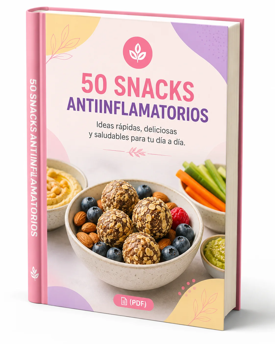 Portada del recetario 50 Snacks Antiinflamatorios en PDF