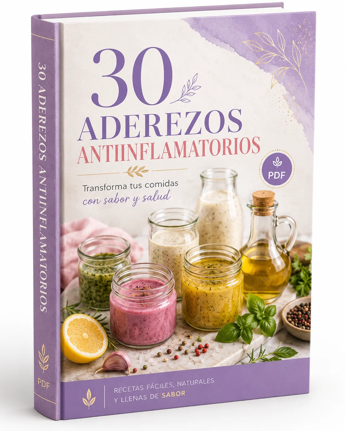 Portada del recetario 30 Aderezos Antiinflamatorios en PDF